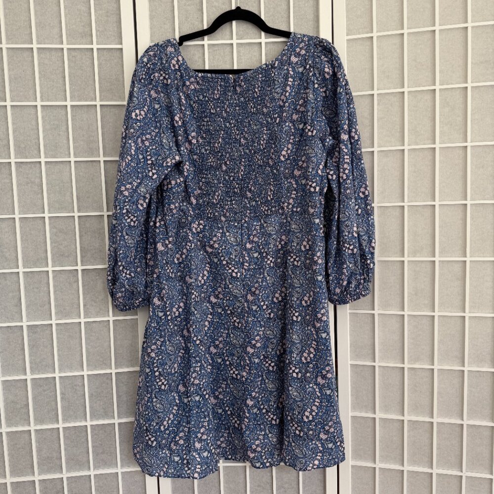 J. Crew Navy Blue Paisley Mini Dress with Pink Detail - Picture 12 of 12